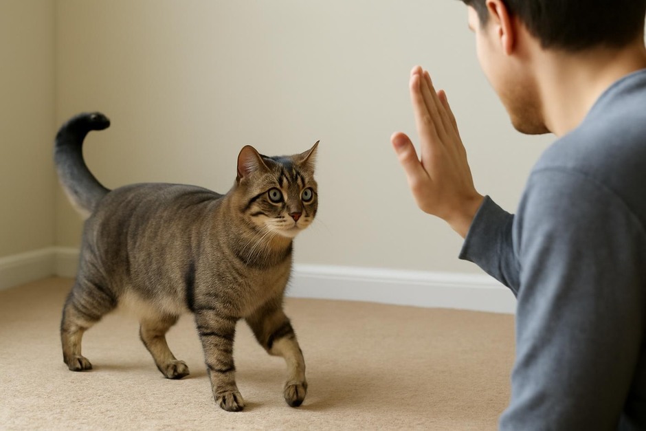 Cat turning toward a person calling